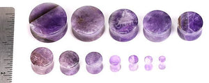 Double Flare Amethyst Stone Plug — Price Per Pair