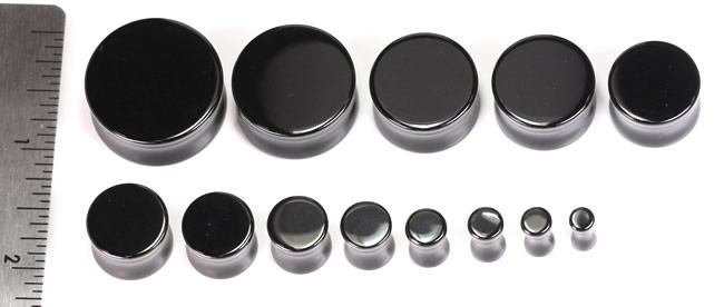 Double Flare Black Agate Stone Plug — Price Per Pair