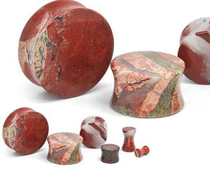 Double Flare JASPER STONE Plug - 8g - 1" - Price Per 1