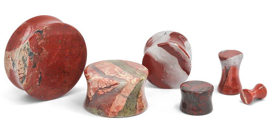 Double Flare JASPER STONE Plug - 8g - 1" - Price Per 1