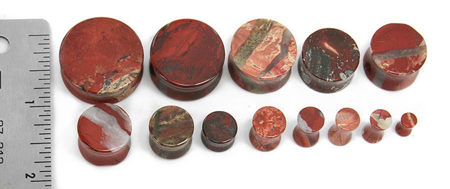 Double Flare JASPER STONE Plug - 8g - 1" - Price Per 1