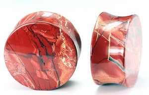 Double Flare JASPER STONE Plug - 8g - 1" - Price Per 1