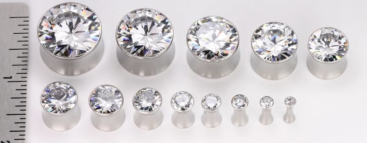 Double Flare Stainless Steel Bling Plug — Price Per Pair