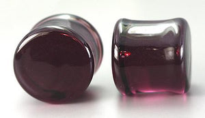 FLAT PLUGS Purple Glass - Ear Gauge Jewelry - Price Per 1