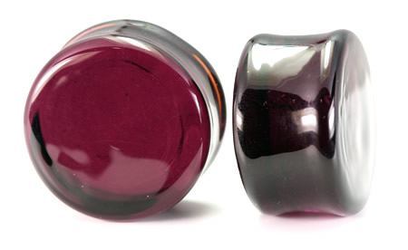 FLAT PLUGS Purple Glass - Ear Gauge Jewelry - Price Per 1