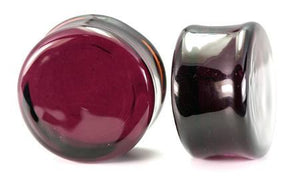 FLAT PLUGS Purple Glass - Ear Gauge Jewelry - Price Per 1