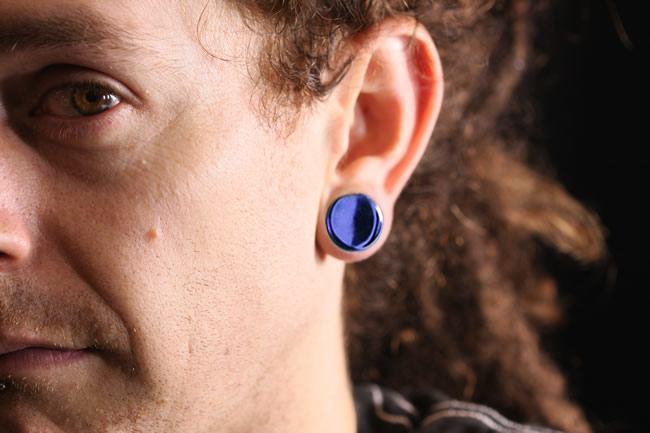 FLAT PLUGS Cobalt Blue Glass - Ear Gauge Jewelry - Price Per 1