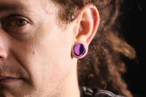 FLAT PLUGS Purple Glass - Ear Gauge Jewelry - Price Per 1