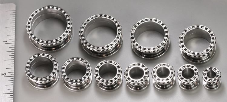 INTERNAL THREADING Black Clear Alternate Stone Setting on Side & Top Rim - 8mm - 26mm - Price Per 1