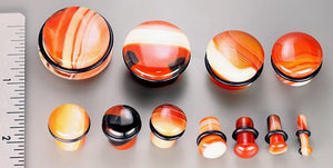 Top Hat RED AGATE STONE Plug with Black Oring - 8g - 1" - Price Per 1