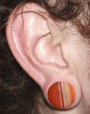 Top Hat RED AGATE STONE Plug with Black Oring - 8g - 1" - Price Per 1