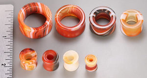 Double Flare Tunnel RED AGATE STONE 0g - 1" - Price Per 1