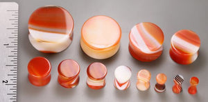 Double Flare Red Agate Stone Plug — Price Per Pair