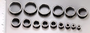 Crystal Jeweled Rim PVD Black Steel Threaded Tunnel — Price Per 1