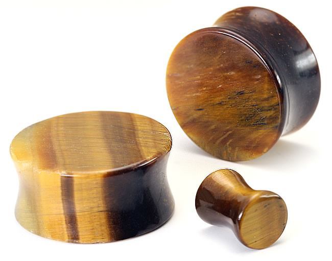 Double Flared Tiger Eye Stone Plug — Price Per Pair