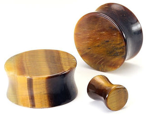 Double Flared Tiger Eye Stone Plug — Price Per Pair