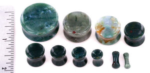 Green India Agate Stone Double Flare Plug — Price Per 1