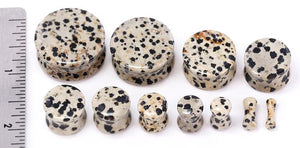 JASPER Dalmatian Stone Double Flare Plugs 10g - 1" - Price Per 1