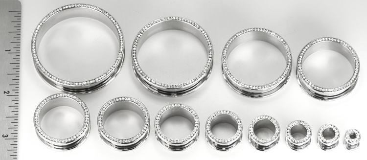 Crystal CZ Stones Threaded Tunnel - 4mm - 46mm - Price Per 1