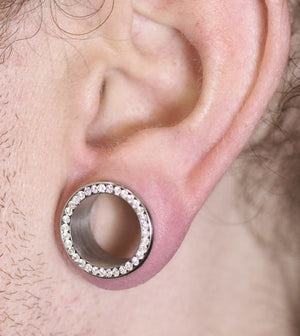 Crystal CZ Stones Threaded Tunnel - 4mm - 46mm - Price Per 1