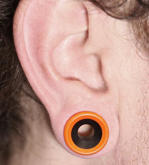 Blue with Black Inlay PROPYLUX Double Flare Plugs from 7/8" up to 1-3/8" - Price Per 1