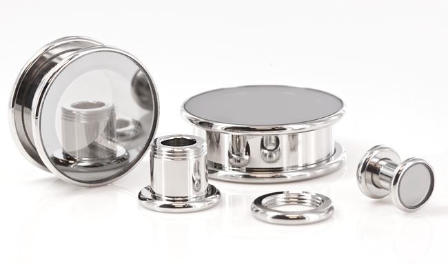 MIRROR Plug Threaded Tunnel - Actual Mirror Front - 2mm - 26mm - Price Per 1