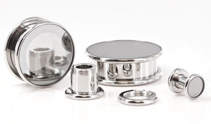 MIRROR Plug Threaded Tunnel - Actual Mirror Front - 2mm - 26mm - Price Per 1