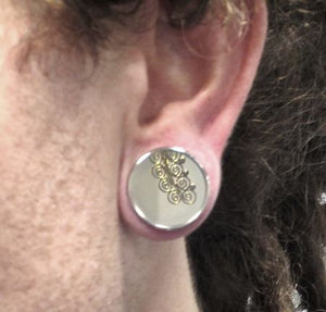 MIRROR Plug Threaded Tunnel - Actual Mirror Front - 2mm - 26mm - Price Per 1