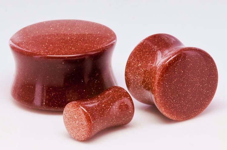 Red Goldstone Glass Double Flare Plug - Price Per 1