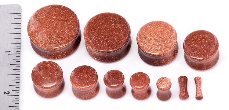 Red Goldstone Glass Double Flare Plug - Price Per 1