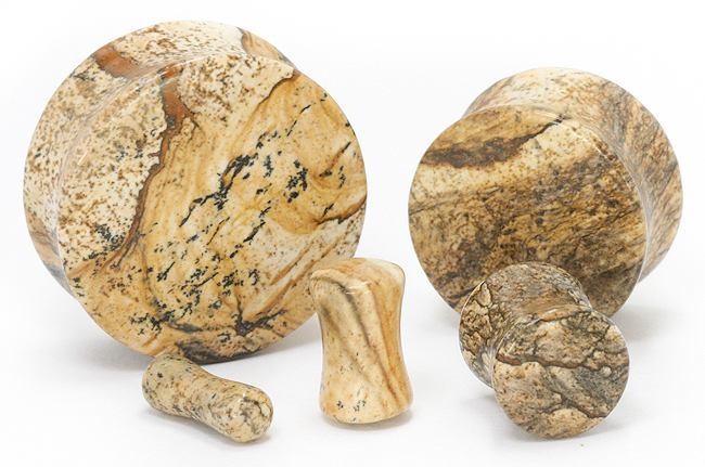 JASPER PICASSO Stone Double Flare Plugs 10g - 1" - Price Per 1