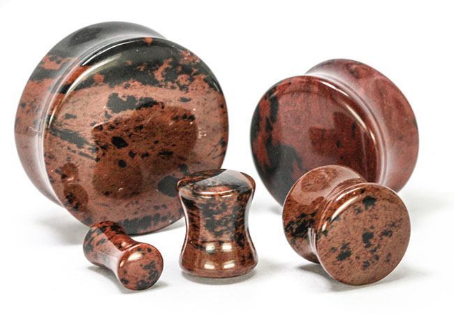 Mahogany Obsidian STONE Double Flare Plugs 10g - 1" - Price Per 1