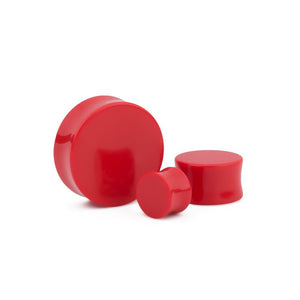 Dyer Red Coral Stone Double Flare Plugs 10g - 1" - Price Per 1