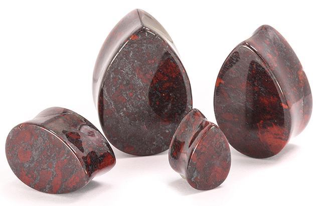 Jasper Tear Drop Stone Plug — Price Per 1