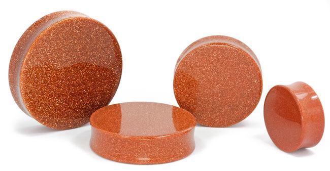 Red Goldstone Glass Double Flare Plug - Price Per 1