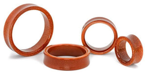 Red Goldstone Glass Double Flare Hollow Plug - Price Per 1