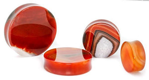 Red Agate Stone Plug — Price Per 1