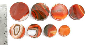 Red Agate Stone Plug — Price Per 1