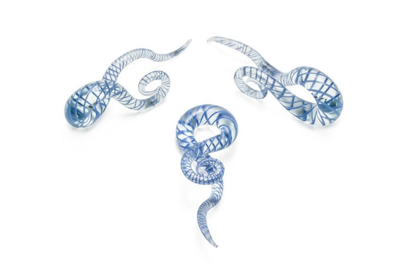 Curls and Loops Glass Hanger Style Blue/Clear Price Per 2