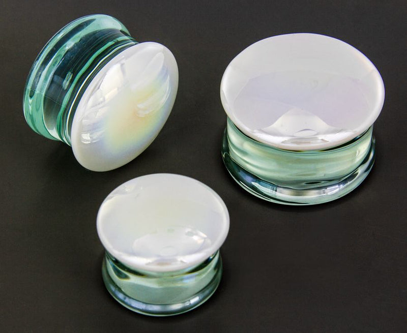 PEARL WHITE Front Glass Double Flare Plugs - Price Per 1