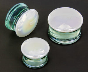 PEARL WHITE Front Glass Double Flare Plugs - Price Per 1