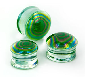 PEARL GREEN Front Glass Double Flare Plugs - Price Per 1