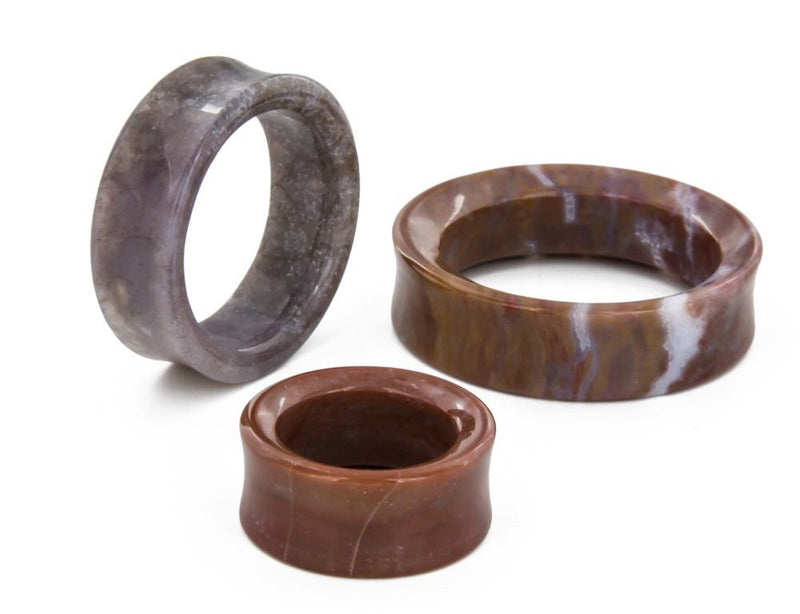 Carnelian Red Agate Stone Double Flare Tunnel - Price Per 1