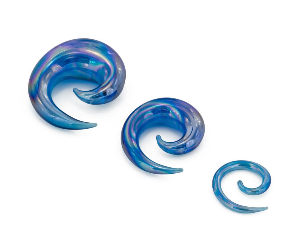 Blue Lucifer Spiral Glass Plug - Price Per 1