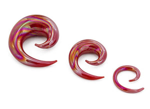 Red Lucifer Spiral Glass Plug - Price Per 1