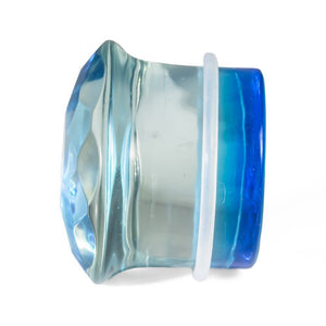 Blue Faceted Single Flare Glass Plug - Price Per 1