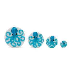 2g–1” Double Flared Blue Octopus Soda-Lime Glass Plug — Price Per 1