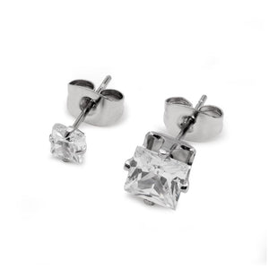 22g Square Crystal Jewel Stud Earrings — Price Per 2