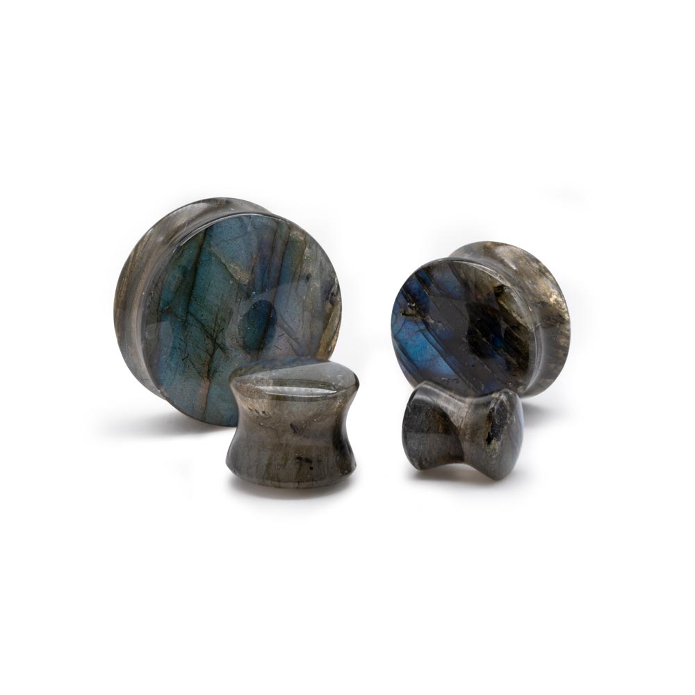Labradorite Convex Stone Double Flared Plug — Price Per 2