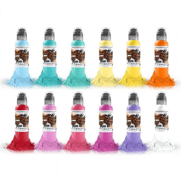 12 Color Pastel Set — World Famous Tattoo Ink — 1oz